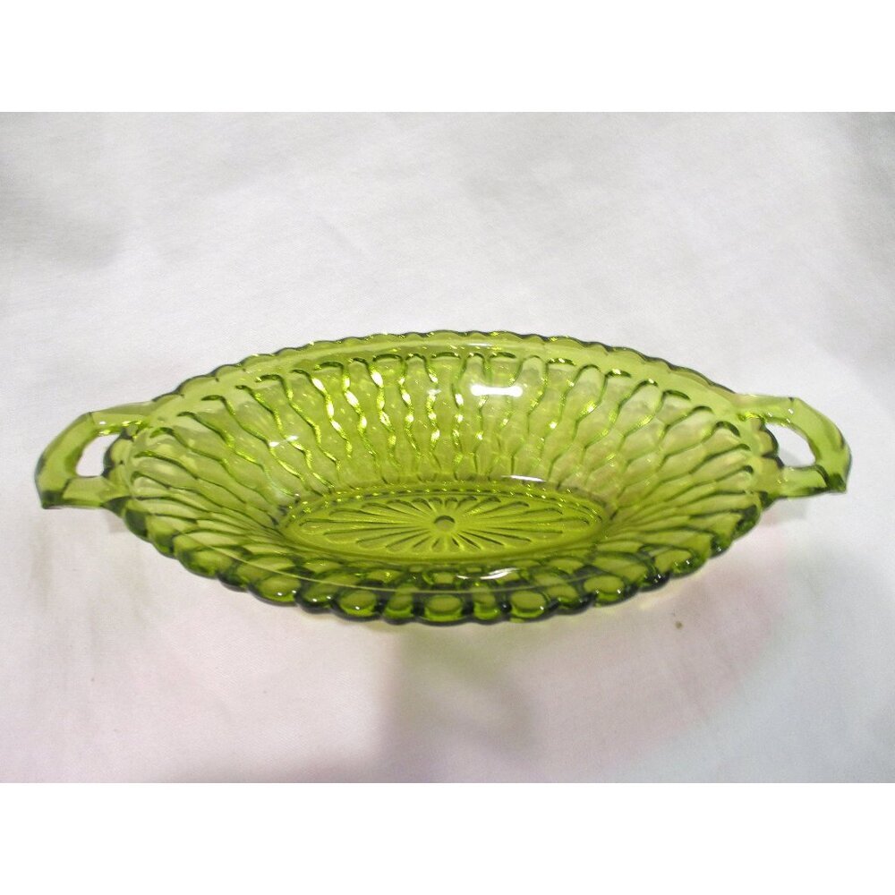 Vintage Dimpled Green Glass Candy Dish or catch‎ all